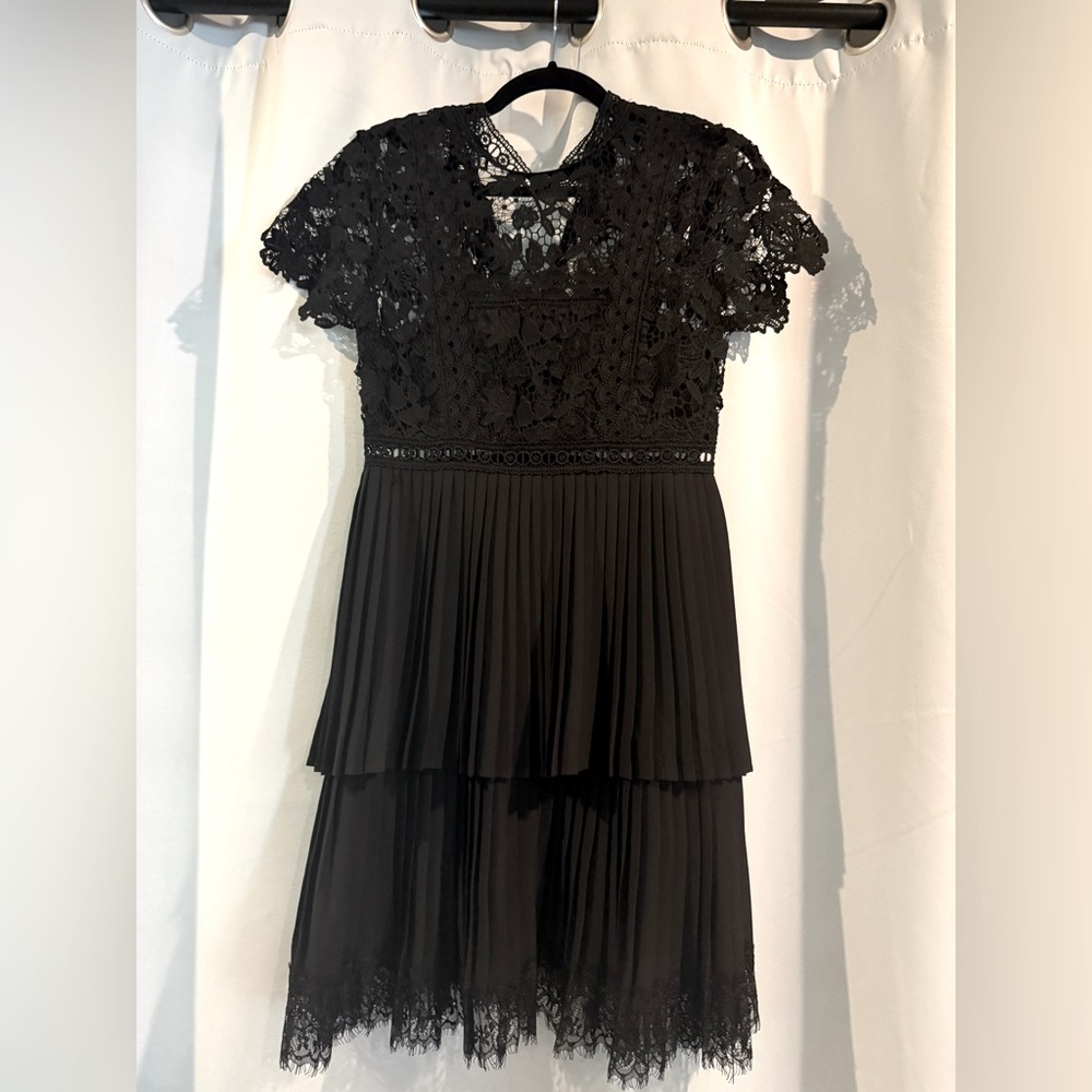 Zara Black Lace Top dress with tiered skirt